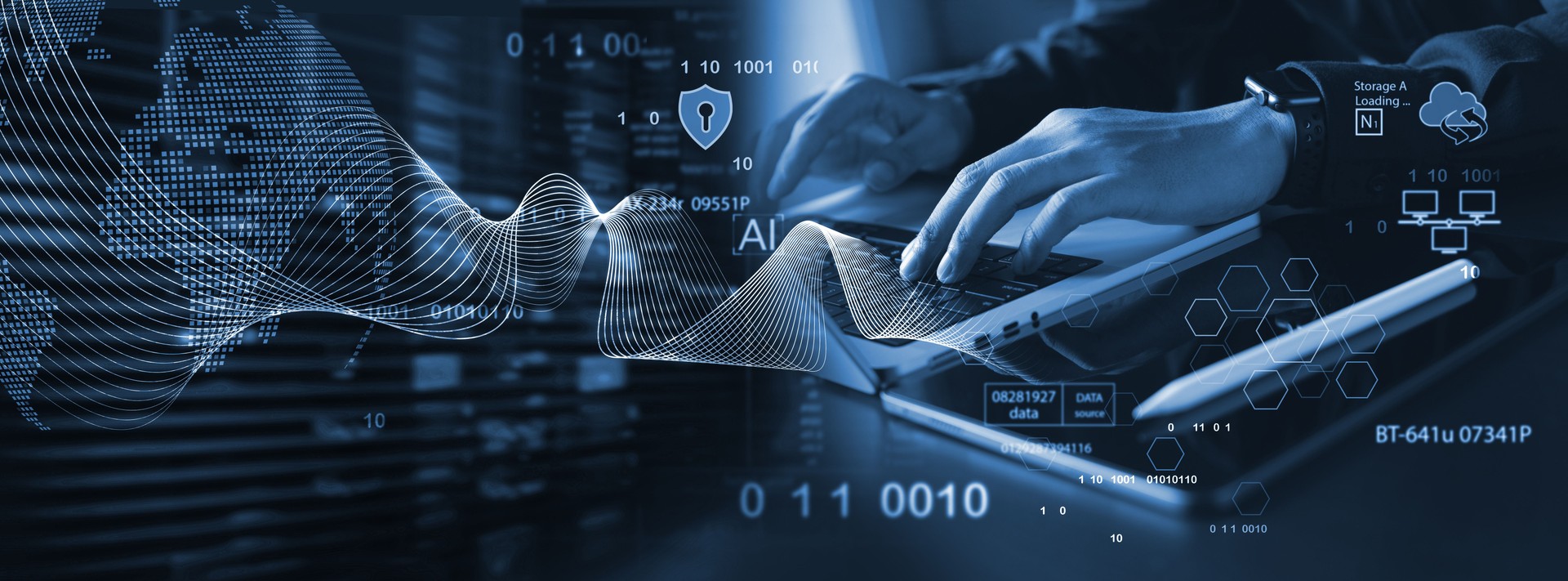 Data science, digital technology, AI, Business Intelligence, big data management and global internet network connection, Digital software technology and global business development